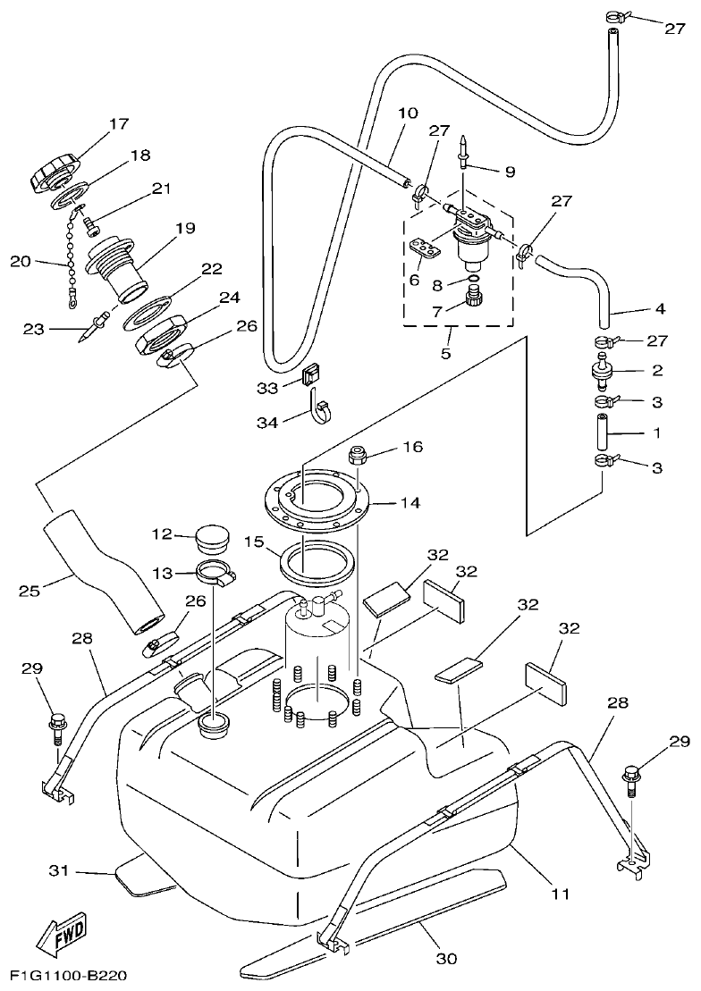 Yamaha F1G1 FUEL TANK parts diagram
